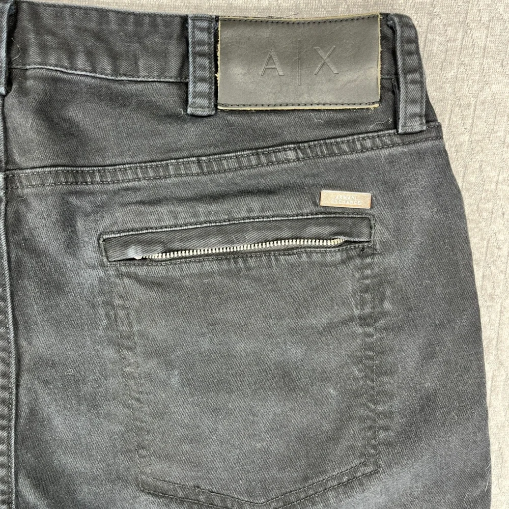 Armani Exchange Biker Pants Mens 38(37x32 Black Slim Fit Moto Ribbed Paneled